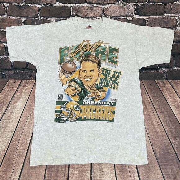 Vintage Xplosion Shirt 1995 Brett Favre Caricature In It To Win It Packers Large - Picture 1 of 16